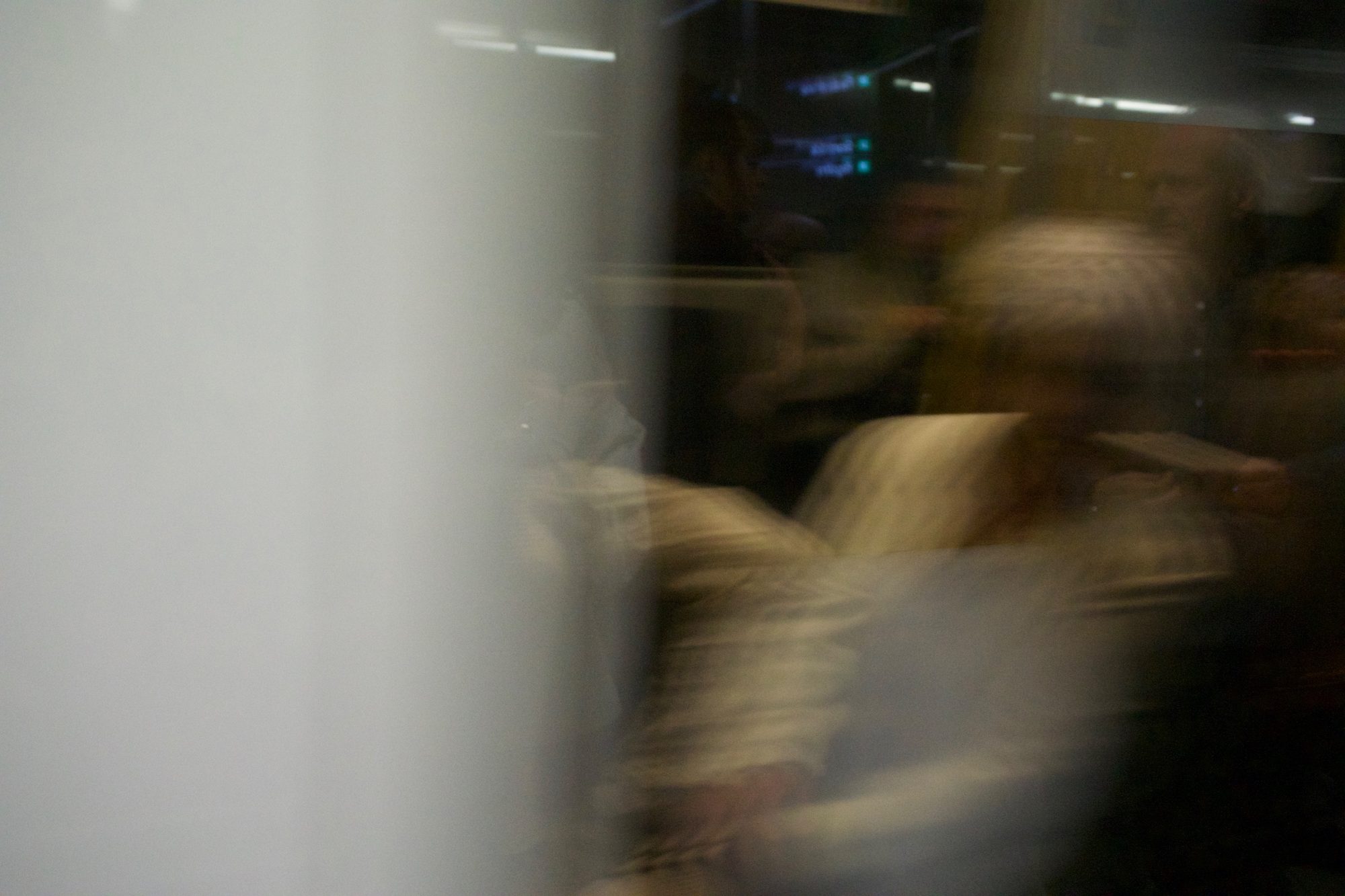 Motion blur of passengers in a station